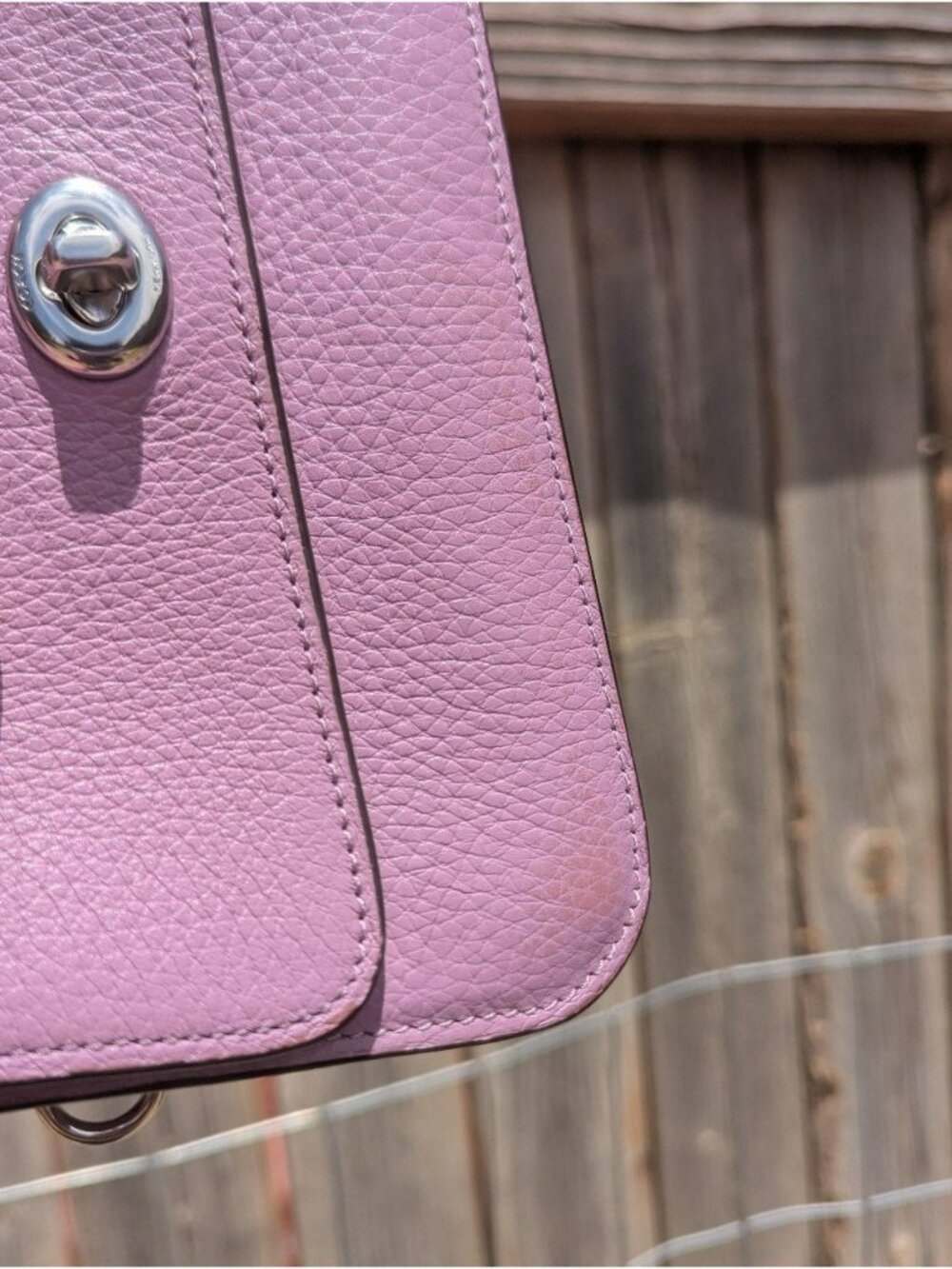 Coach Originals Pebbled Leather Turn Lock Wallet Violet Orchid Silver - Picture 12 of 12